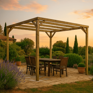 Pergola madeira de madeira autoportante kora vidahuerto 240x240x240 cm.