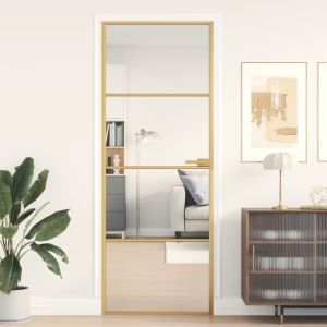Porta interior 76x201,5 cm vidro temperado e alumínio dourado weg1773
