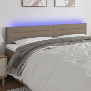 Cabeceira cama luzes LED tecido 180x5x78/88cm cinza-acastanhado ergft8032