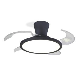Ventilador de teto com 4 pás rebatíveis, ø107 cm, preto, motor de 29 w