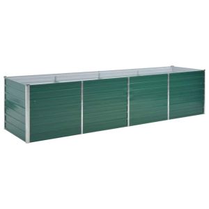 Arriate de jardín de acero galvanizado verde 320x80x77 cm
