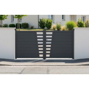 Portão batente 3m cervina h.140cm alu cinza