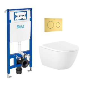 Conjunto roca duplo + sanita ona 48 soft-close + pl10 ouro