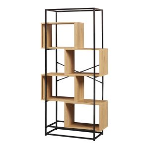 Estante - helloshop26 - modelo design atemporal - aço preto - 4 compartimen