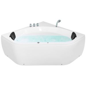Banheira de hidromassagem de canto com LED meves 1400 x 1400 mm branco