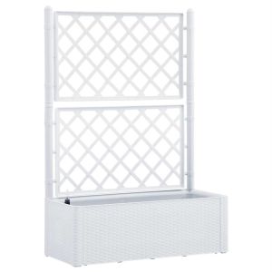 vidaXL arriate con enrejado y sistema de riego automático blanco