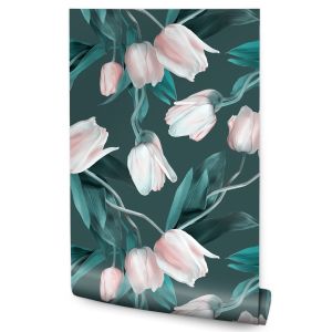 Papel de parede de flores folhosas para sala de estar decoração moderna