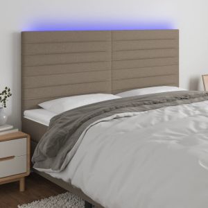 Cabeceira cama c/ LED tecido 180x5x118/128 cm cinza-acastanhado ergft4000