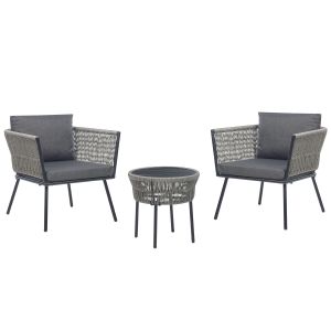 Conjunto bistro com almofadas gargano rattan sintético cinzento