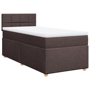 vidaXL cama box spring con colchón tela marrón oscuro 90x200 cm