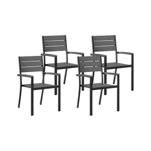 Conjunto de 4 cadeiras de jardim prato cinzento