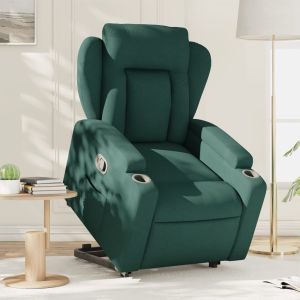 Poltrona reclinável elevatória tecido verde-escuro ewg5997