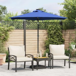 Guarda-sol jardim c/LEDs e poste aço 225x225x212 cm azul-ciano ergft1967