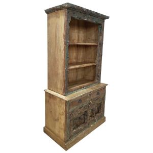 Estante de madeira artesanal castanha 112x43x205 cm