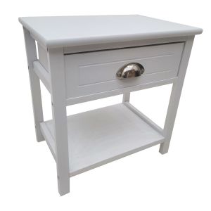 Mesa de cabeceira de madeira branca 40x29x42