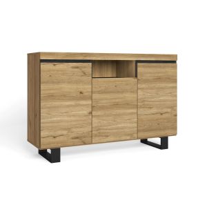 Buffet, 140x40x92cm, sala de estar sala de jantar, carvalho e preto, rf985