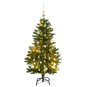 vidaXL árbol de navidad artificial con bisagras 150 LED y bolas 150 cm