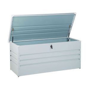 Caixa de arrumação cebrosa 132 cm 62 cm metal cinzento claro