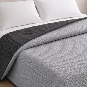 Colcha reversível bicolor cinza/antracite cama 135cm donegal collections