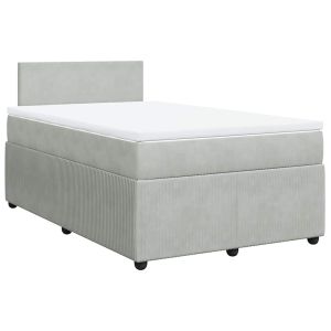 vidaXL cama box spring con colchón terciopelo gris claro 120x200 cm