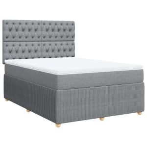 vidaXL cama box spring con colchón tela gris claro 140x190 cm