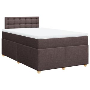 vidaXL cama box spring con colchón tela marrón oscuro 120x200 cm