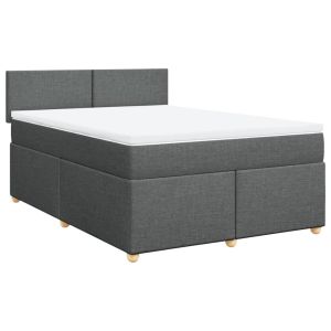 vidaXL cama box spring con colchón tela gris oscuro 140x200 cm