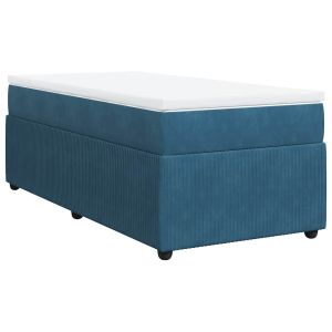 vidaXL cama box spring con colchón terciopelo azul oscuro 90x200 cm