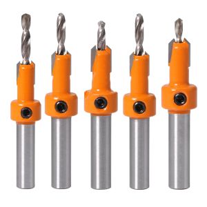 Jogo 5 brocas escareadoras HSS 2,8-3,2mm madeira auto-roscantes