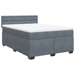 vidaXL cama box spring con colchón terciopelo gris oscuro 140x200 cm