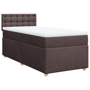 vidaXL cama box spring con colchón tela marrón oscuro 100x200 cm
