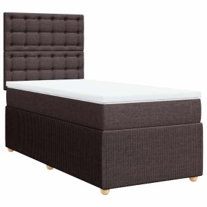 vidaXL cama box spring con colchón tela marrón oscuro 80x200 cm