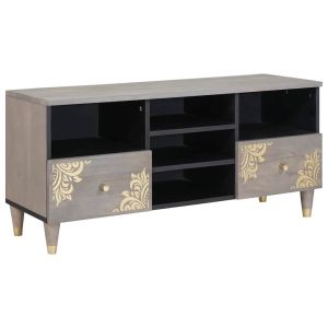Móvel de tv - helloshop26 - 100 x 33 x 46 cm - madeira de mangueira maciça