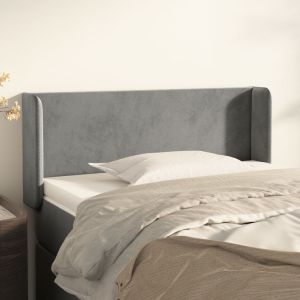 Cabeceira de cama c/ abas veludo 93x16x78/88 cm cinzento-claro ptob6491