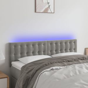 Cabeceira de cama c/luzes LED veludo 144x5x78/88 cm cinza-claro ptob3549