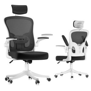 Cadeira de escritório ergonómica em malha respirável, branca