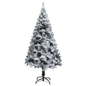 Árvore de natal artificial c/ flocos de neve 150 cm PVC verde pt3345