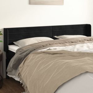 Cabeceira de cama c/ abas veludo 163x16x78/88 cm preto ptob9699