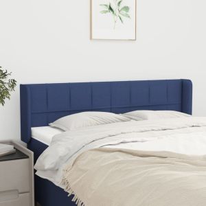 Cabeceira de cama c/ abas tecido 147x16x78/88 cm azul