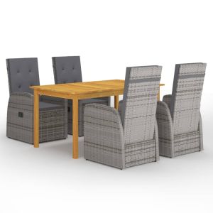 vidaXL juego de comedor para jardín 5 piezas gris