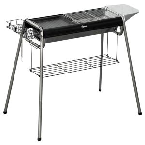 Barbecue a carvão 96x61x72 cm aço inoxidável e ferro fundido Outsunny