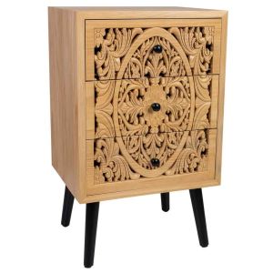 Mesa de cabeceira de madeira castanha 42x36.5x71
