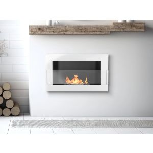 Lareira bioetanol branca 65x40 cm com vidro
