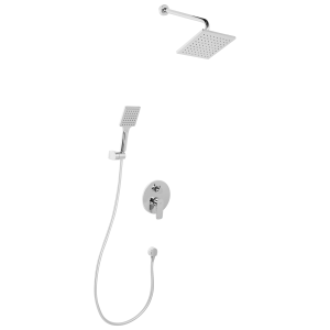 Conjunto de duche embutido com chuveiro de efeito chuva guaratuba prateado
