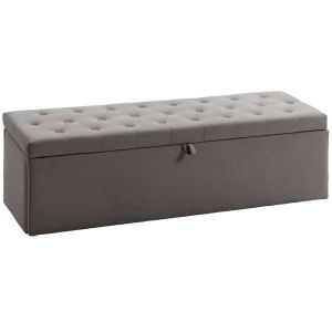 Banco de armazenamento 137x41x42 cm veludo color gris Homcom, casa - quarto