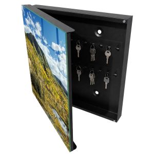 Caixa para chaves de vidro 30x30x5 paisagem de outono, abertura à esquerda