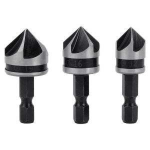 Pack 3 brocas hexagonais carbono 12-19mm bisel 5 filos madeira metal
