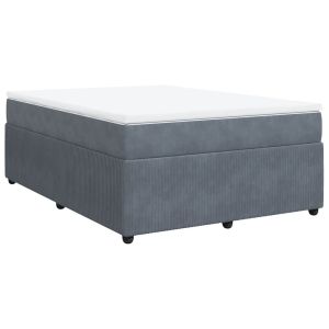 vidaXL cama box spring con colchón terciopelo gris oscuro 160x200 cm