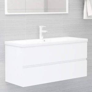 Armário lavatório c/lavatório embutido derivados madeira branco pt7000