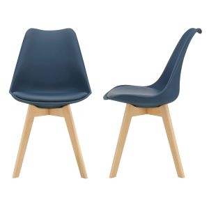 Conjunto de 2 cadeiras de jantar fläten pele sintética  82x49x54cm azul